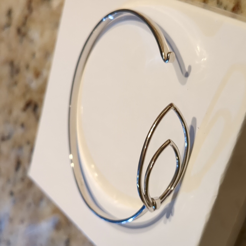 .925 Sterling Split Bangle Eye Bracelet - image 2